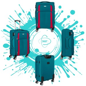 Duża walizka z praktycznej tkaniny poliestrowej w turkusowo-różowym - Peterson