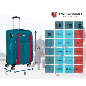 Duża walizka z praktycznej tkaniny poliestrowej w turkusowo-różowym - Peterson