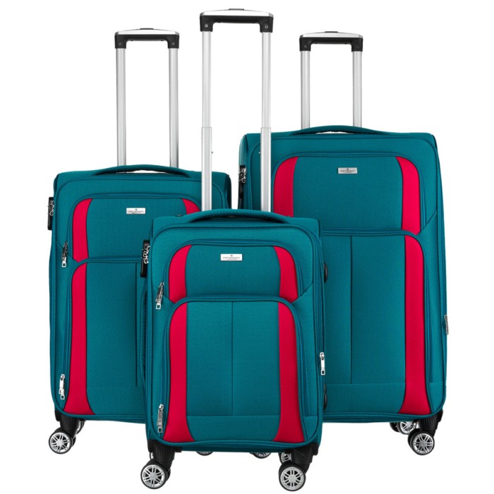 Zestaw walizek podróżnych w rozmiarach S, M i L w turkusowo-różowym - Peterson