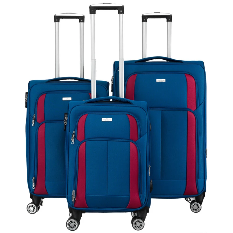 Zestaw walizek podróżnych w niebiesko-czerwonym kolorze - Peterson