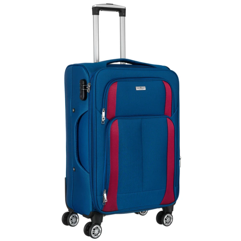 Zestaw walizek podróżnych w niebiesko-czerwonym kolorze - Peterson