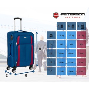 Zestaw walizek podróżnych w niebiesko-czerwonym kolorze - Peterson