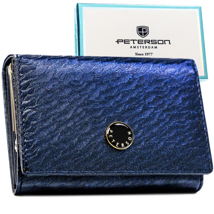 Niebieski portfel damski Peterson z ochroną RFID