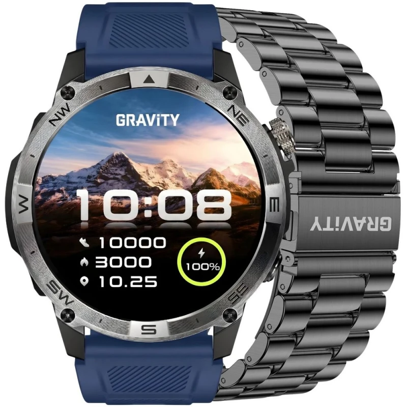 Smartwatch Gravity Czarny Pasek + Bransoleta GT46-2