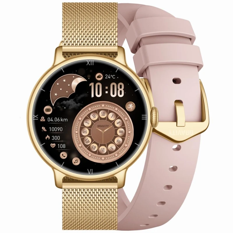 Smartwatch Gravity Złoty Pasek + Bransoleta GT33-1
