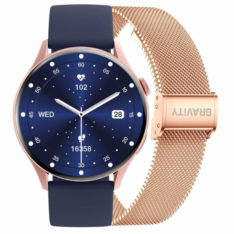 Smartwatch Gravity Różowe Złoto Pasek + Bransoleta GT11-6