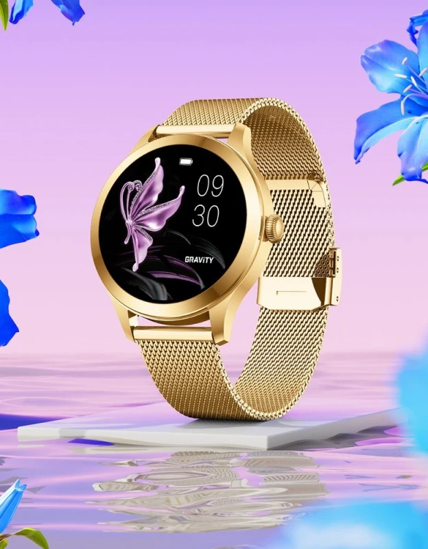 Smartwatch Gravity Biało Złoty 2 Paski GT25-2 PRO