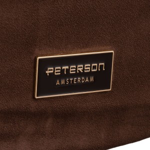 Brązowa torebka damska ze skóry ekologicznej, jednokomorowa i zamykana suwakiem - Peterson
