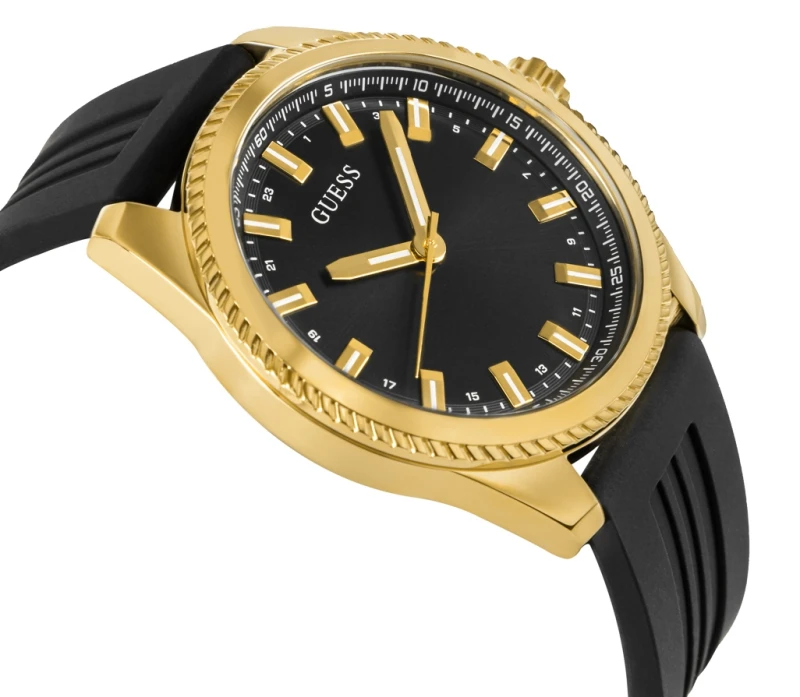 Guess Champ GW0639G2 – Czarna Tarcza i Złota Koperta