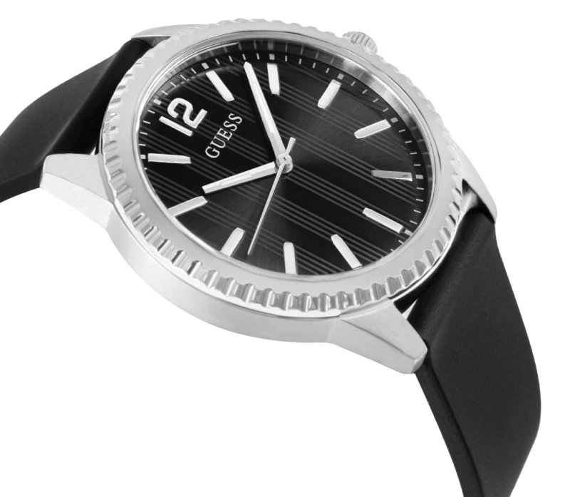 Guess Chip GW1063G1 – Czarna Tarcza i Srebrna Koperta