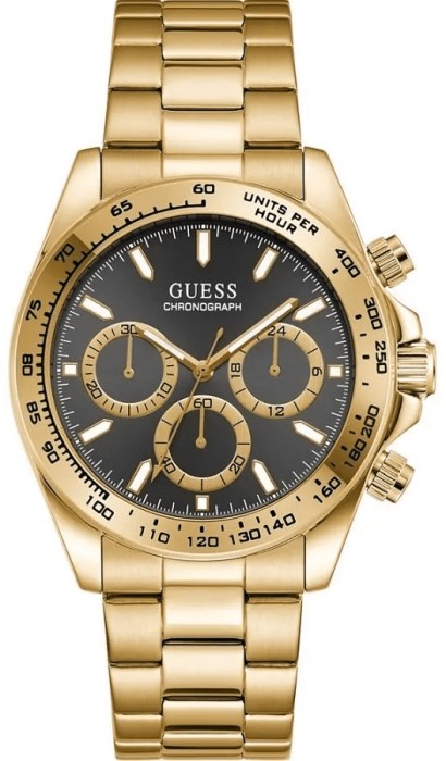 Zegarek Męski Guess Sport Arthur Chronograph GW1058G2 Czarna Tarcza Złota Bransoleta + BOX