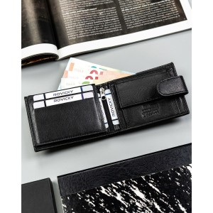 Czarny portfel męski ze skóry naturalnej z systemem RFID - 4U Cavaldi