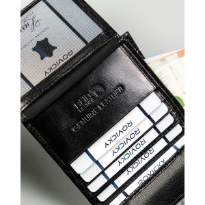 Skórzany, pionowy portfel męski w czarnym kolorze z systemem RFID bez zapięcia - Always Wild