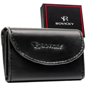 Skórzany portfel męski w czarnym kolorze wyposażony w system RFID - Rovicky