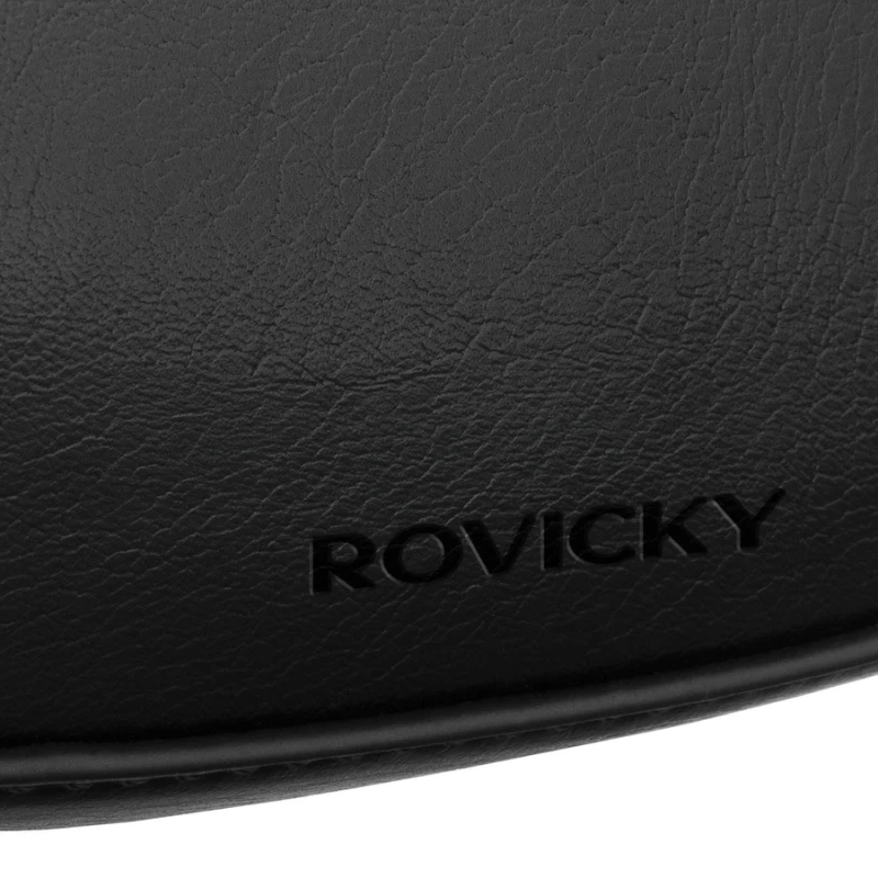 Torebka-bagietka damska ze skóry ekologicznej w czarnym kolorze zamykana suwakiem - Rovicky