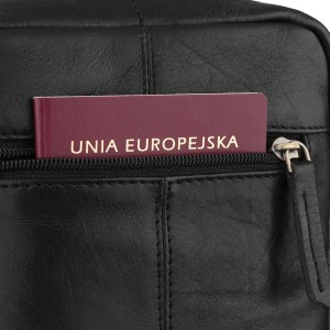 Czarna, miejska listonoszka męska ze skóry naturalnej zamykana suwakiem - Peterson