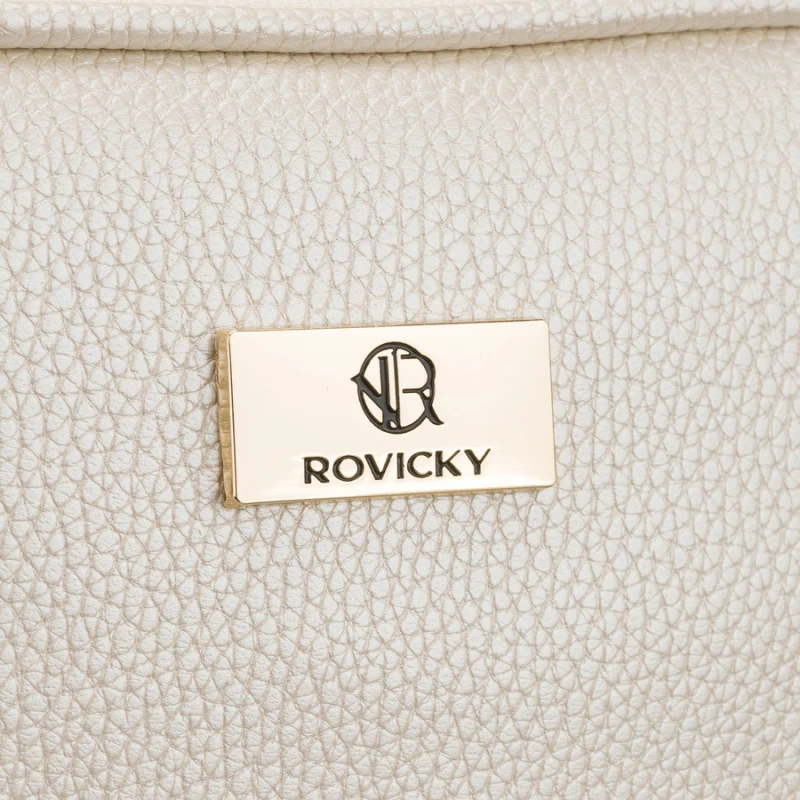 Praktyczna kosmetyczka ze skóry ekologicznej w jasnobeżowym kolorze - Rovicky