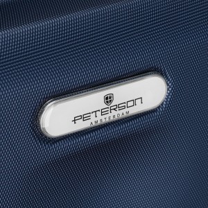Granatowa walizka kabinowa na kółkach wykonana z tworzywa ABS - Peterson