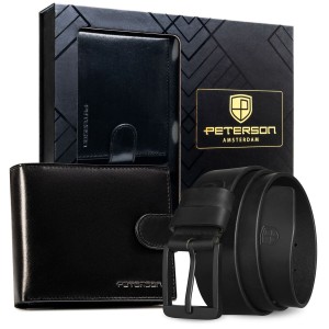 Zestaw prezentowy Peterson – poziomy portfel męski i pasek