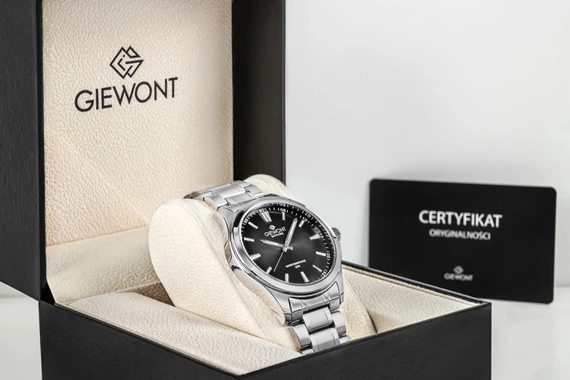 Zegarek Męski Giewont Elegance Sapphire Srebrno Czarny GW5160-B2