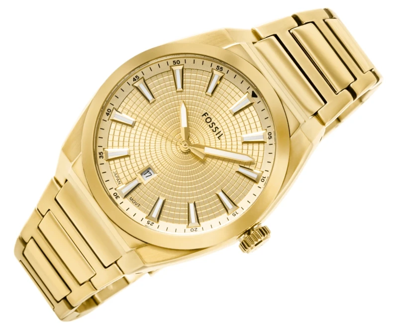 Złota tarcza zegarka FOSSIL Everett FS5965