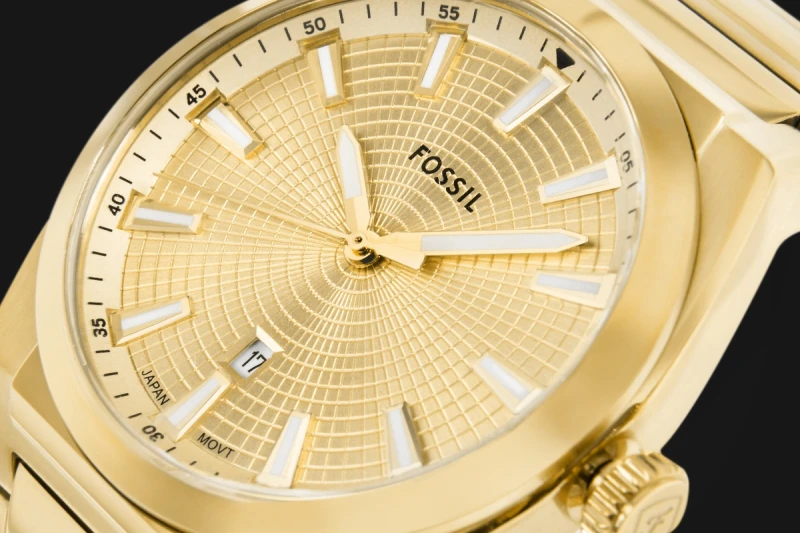 Złota stalowa koperta zegarka FOSSIL Everett FS5965
