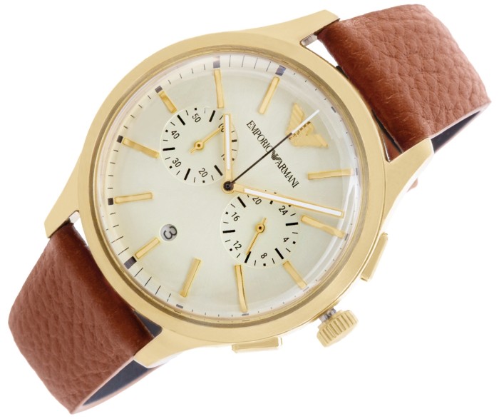 Emporio Armani Dario AR11714 – kremowa tarcza i złote indeksy