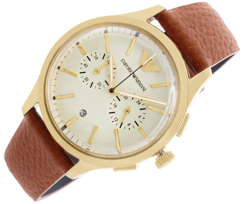 Emporio Armani Dario AR11714 – kremowa tarcza i złote indeksy