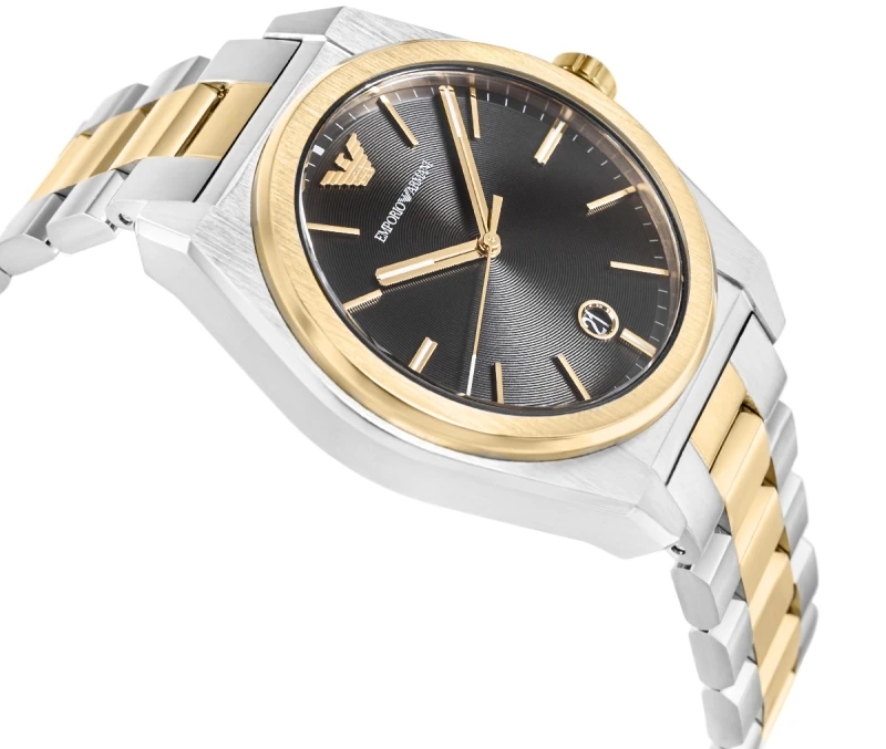 Dwukolorowa srebrno-złota koperta zegarka Emporio Armani AR11715