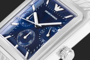 Prostokątna srebrna koperta zegarka Emporio Armani Diego AR11750