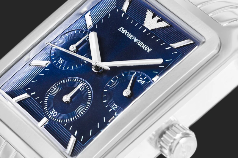 Prostokątna srebrna koperta zegarka Emporio Armani Diego AR11750