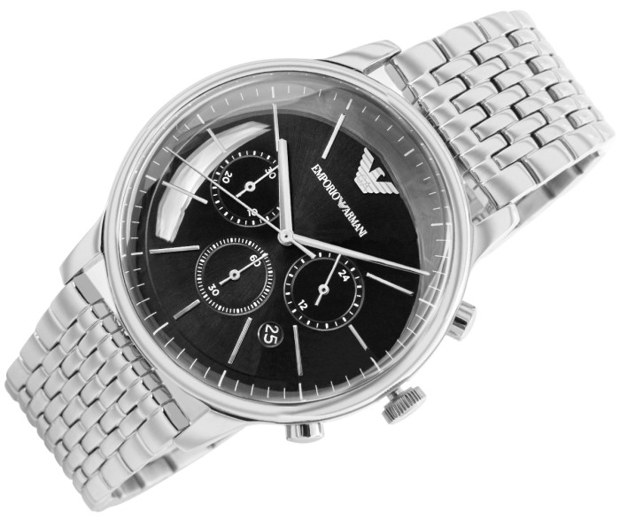 Czarna tarcza Emporio Armani AR11772 z trzema subtarczami