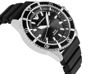 Czarny silikonowy pasek zegarka Emporio Armani World Explorer Solar AR11788