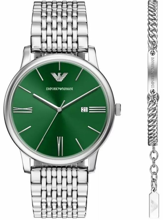 Zegarek męski Emporio Armani Minimalist AR80087SET z zieloną tarczą