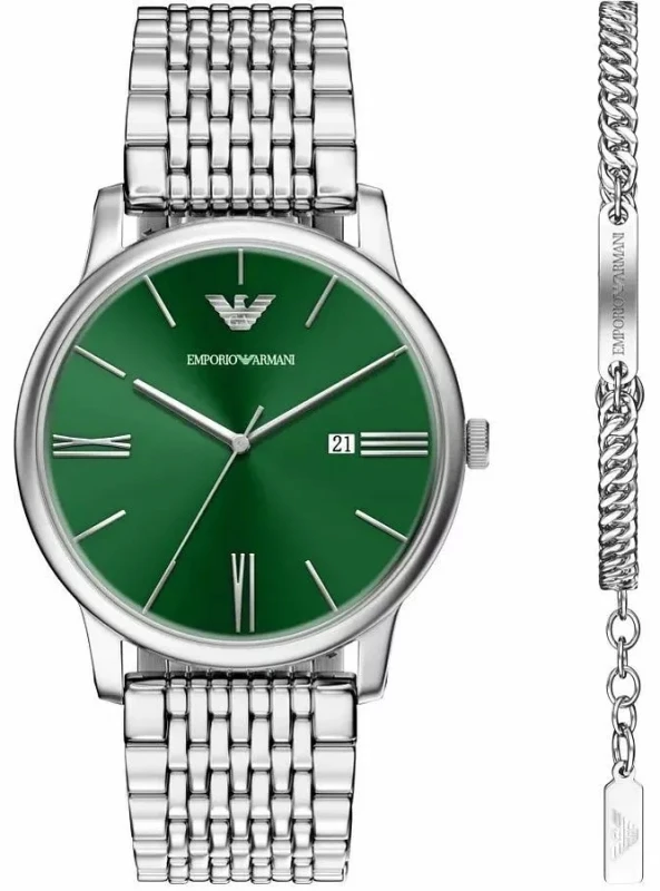 Zegarek męski Emporio Armani Minimalist AR80087SET z zieloną tarczą