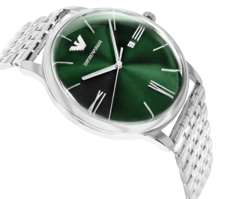 Srebrna stalowa bransoleta zegarka Emporio Armani AR80087SET
