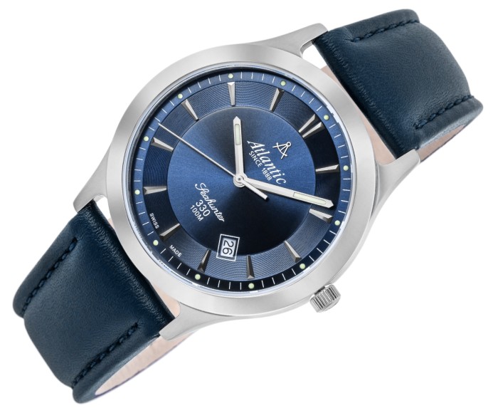 Granatowa tarcza zegarka Atlantic Seahunter 71360.41.51