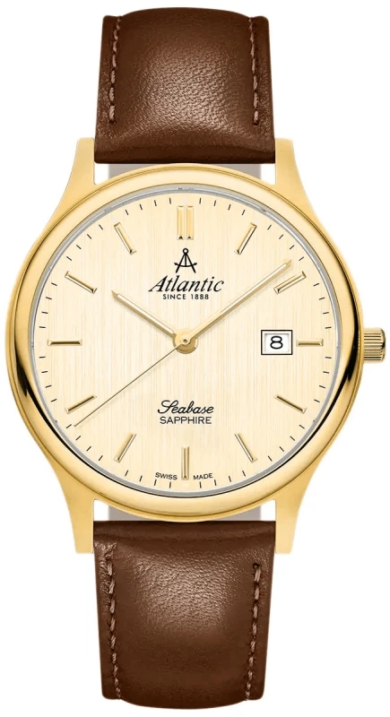 Zegarek męski Atlantic Seabase 60343.45.31 ze złotą tarczą