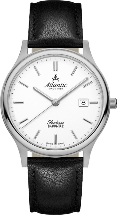 Zegarek męski Atlantic Seabase 60343.41.11 z białą tarczą i srebrną kopertą