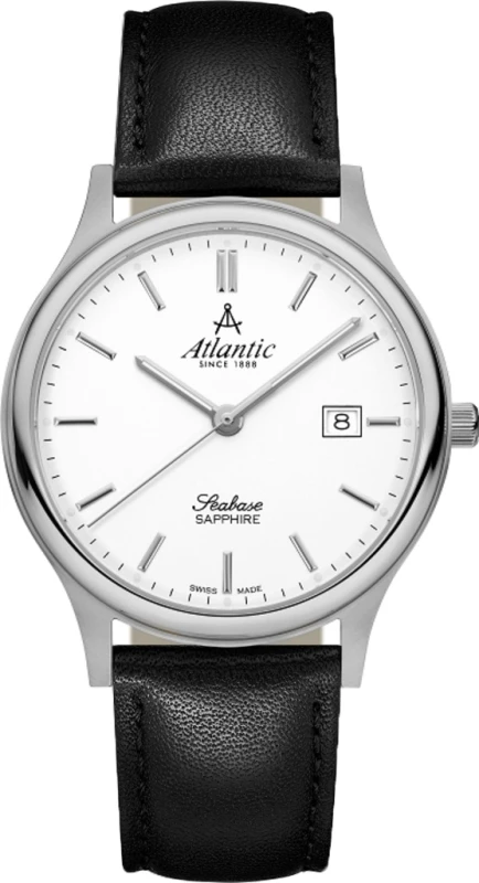 Zegarek męski Atlantic Seabase 60343.41.11 z białą tarczą i srebrną kopertą