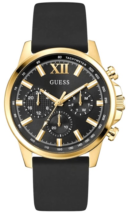 Zegarek męski Guess Walker GW0913G2 ze złotą kopertą i czarnym paskiem