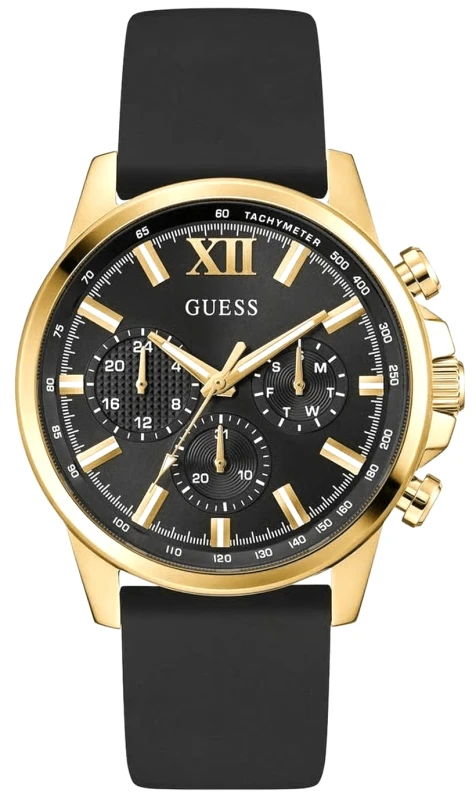 Zegarek męski Guess Walker GW0913G2 ze złotą kopertą i czarnym paskiem
