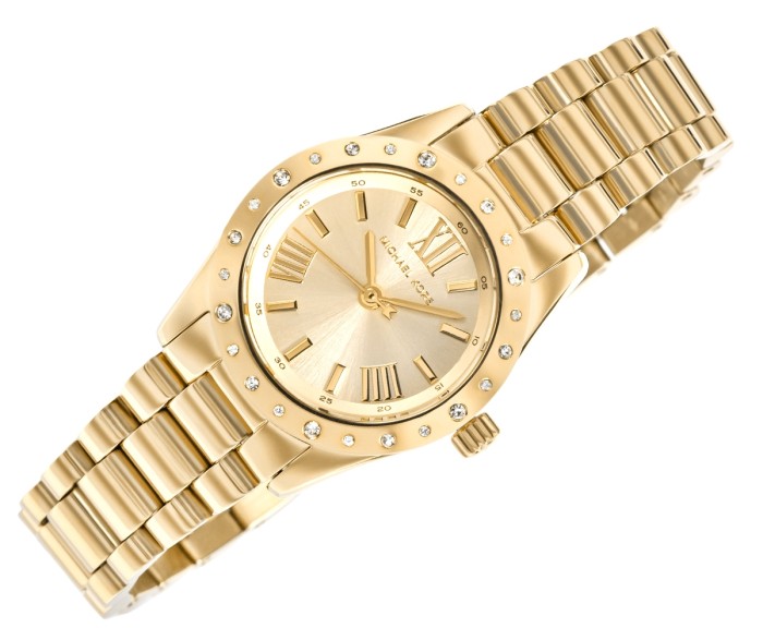 Złota tarcza zegarka Michael Kors Lexington z cyframi rzymskimi