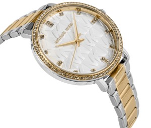 Kryształkowe indeksy i ozdobna luneta zegarka Michael Kors Pyper MK4918