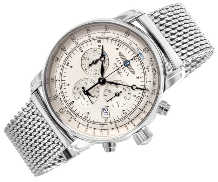 Tarcza zegarka Zeppelin 100 Jahre 7680M-1 z chronografem i datownikiem
