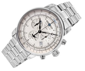 Jasna tarcza chronografu Zeppelin 7680MB-1 z czarnymi wskazówkami