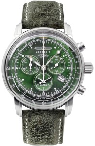 Zegarek męski Zeppelin 100 Jahre Chronograph 8680-4 z zieloną tarczą
