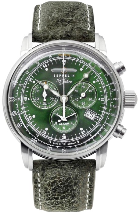 Zegarek męski Zeppelin 100 Jahre Chronograph 8680-4 z zieloną tarczą
