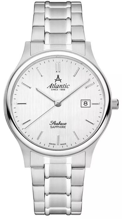 Zegarek męski Atlantic Seabase 60348.41.21 ze srebrną tarczą i bransoletą