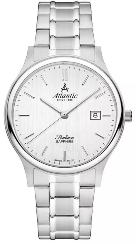 Zegarek męski Atlantic Seabase 60348.41.21 ze srebrną tarczą i bransoletą